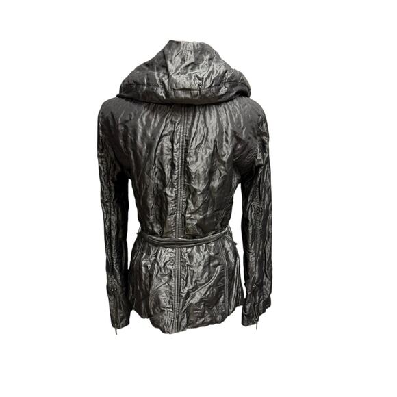 "CACHE" Silver Metallic Dress Coat VTG SZ M Belted 80's Girl's Night Out Club - Picture 3 of 16